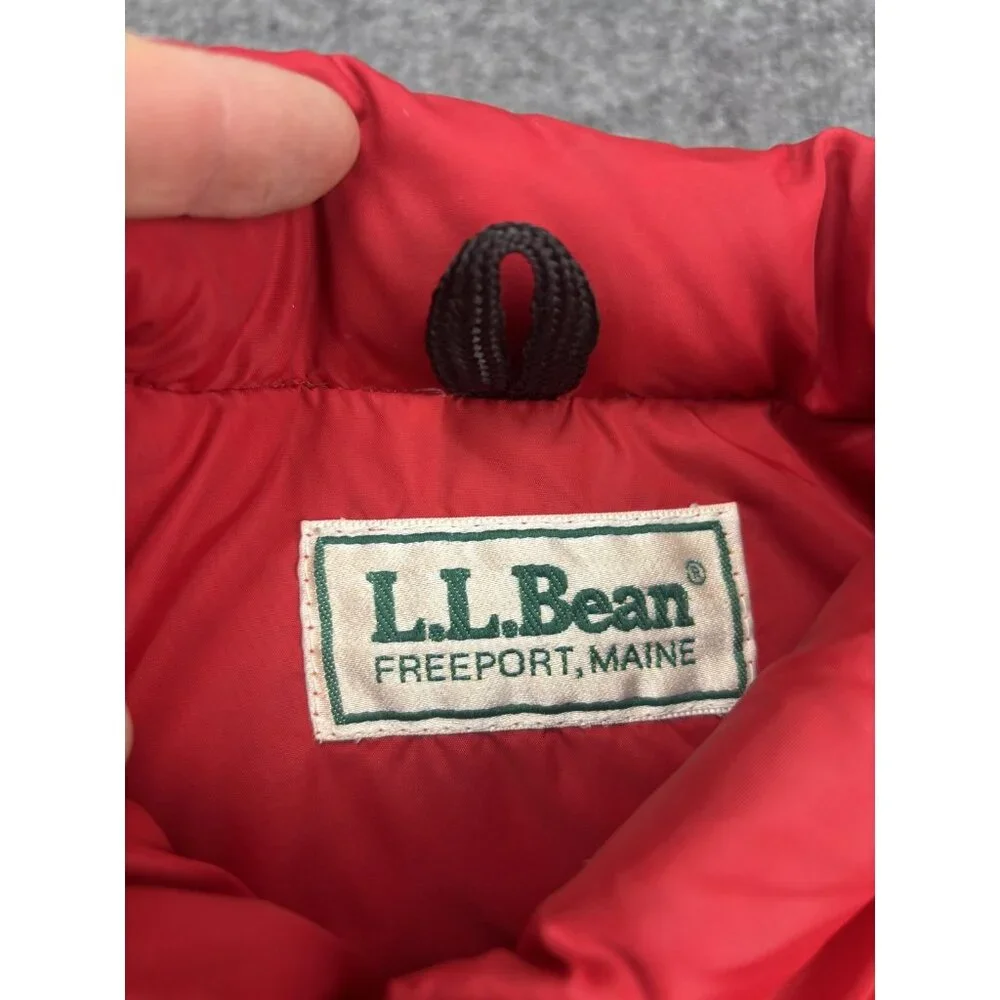 Vintage LL Bean Vest Mens Small Red Nylon Puffer Snap Front Outdoor Hiking‎